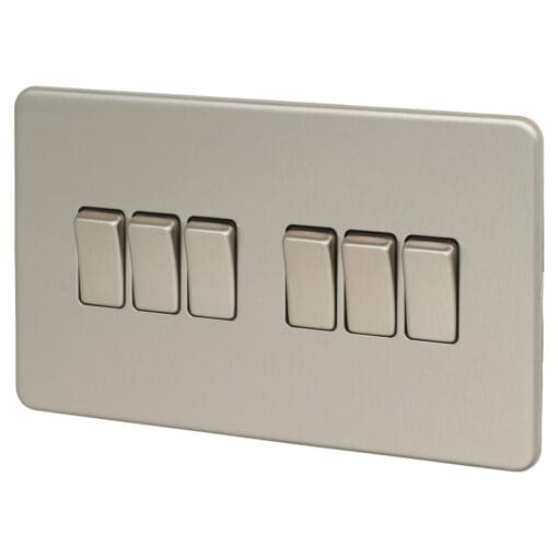 Knightsbridge 10AX 6 Gang 2 Way Switch - Brushed Chrome 691715