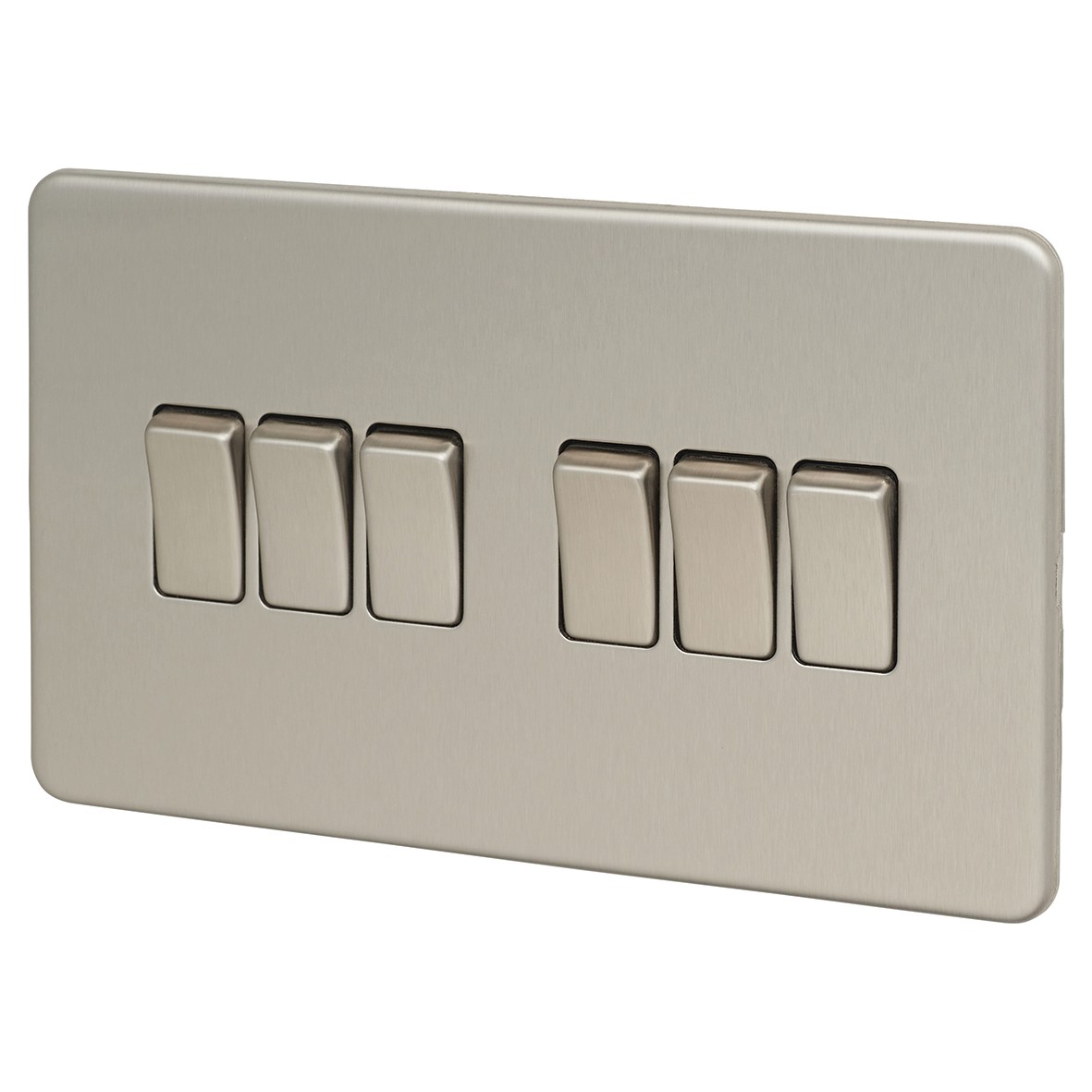 Knightsbridge 10AX 6 Gang 2 Way Switch - Brushed Chrome 691715
