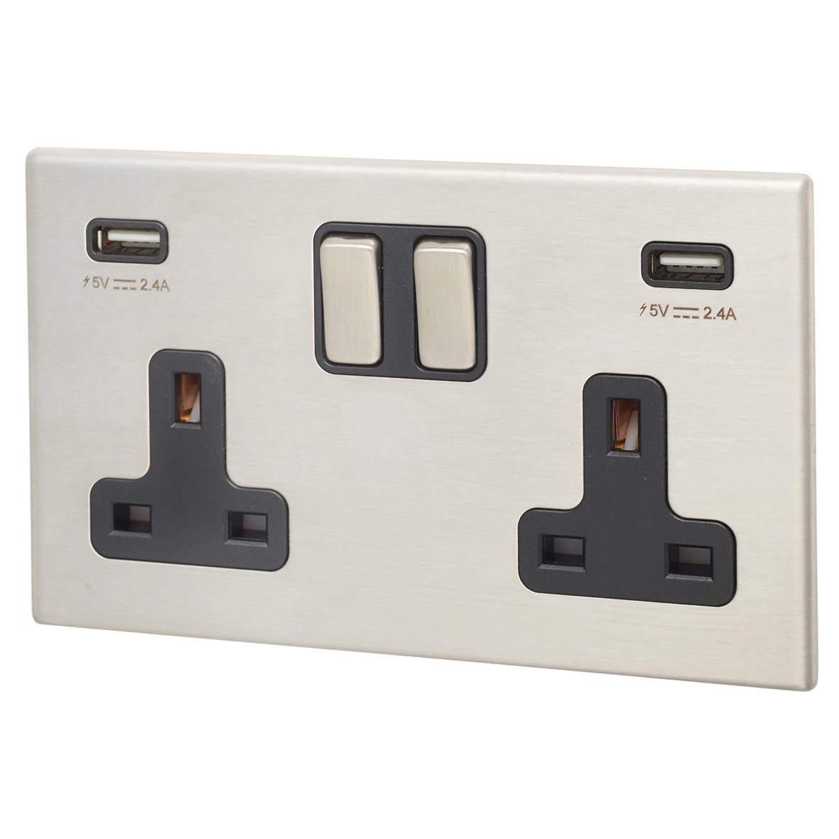 Hamilton Hartland 13A 2 Gang DP Switched Socket x2 USB Ultra Outlets 2x 693247
