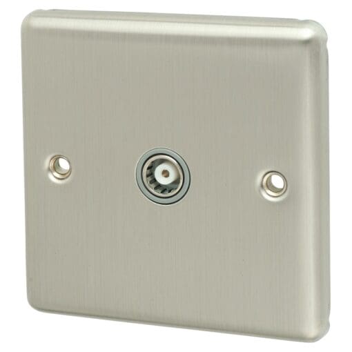 Eurolite Enhance Decorative 1 Gang TV Coaxial Socket - Satin Steel with 695228