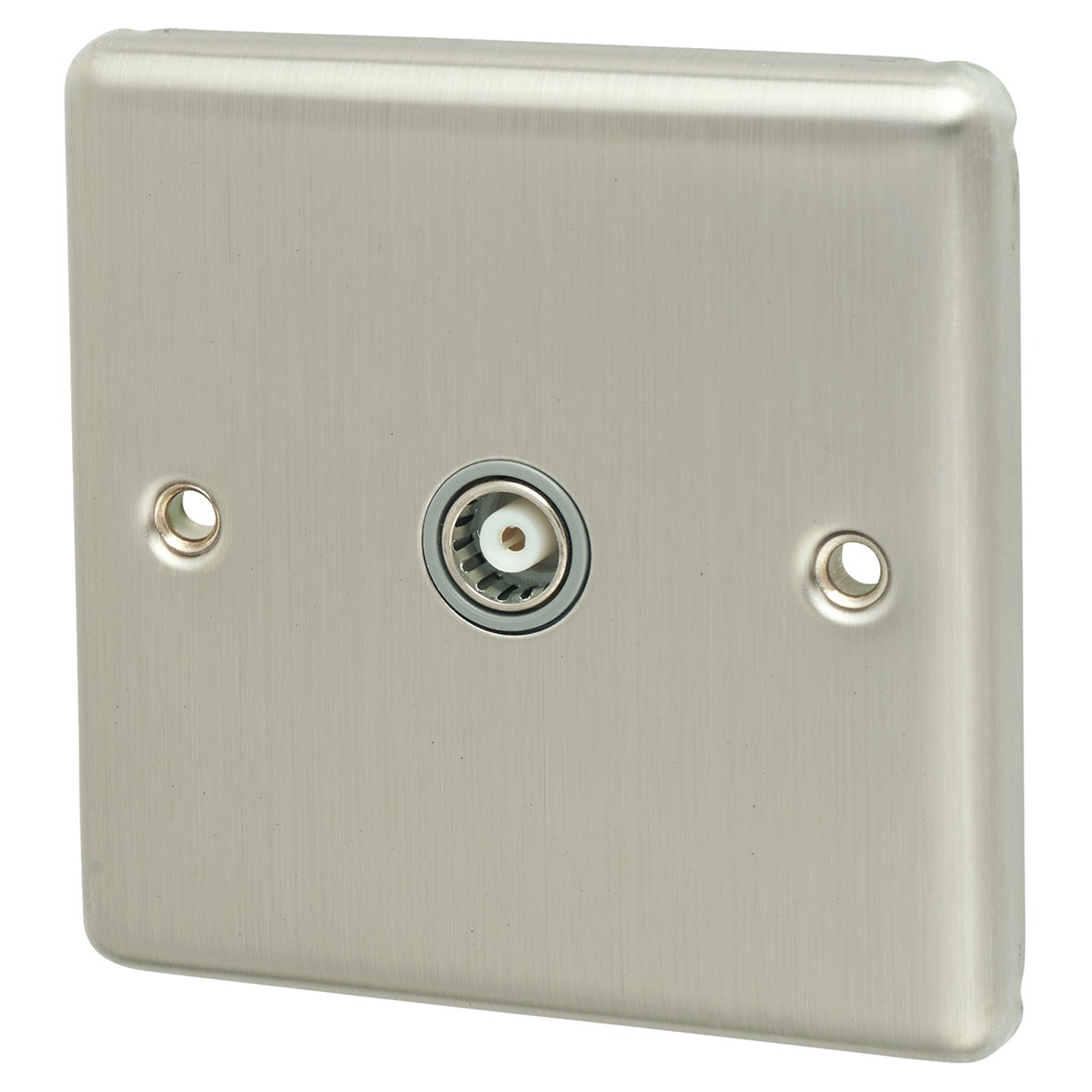 Eurolite Enhance Decorative 1 Gang TV Coaxial Socket - Satin Steel with 695228