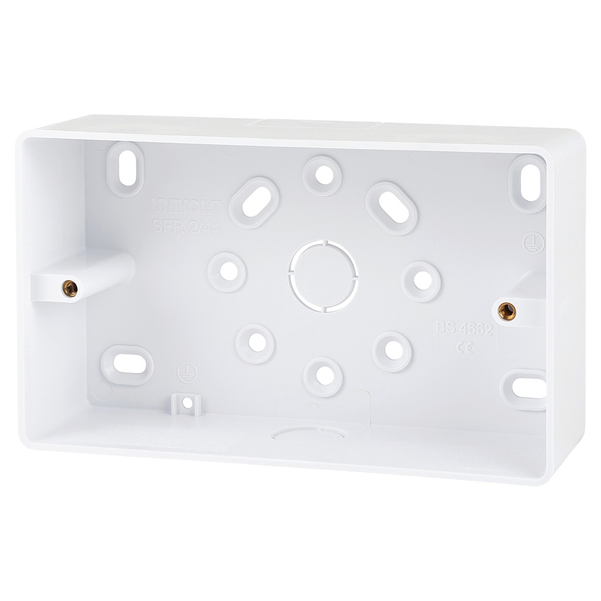 Univolt 2 Gang 44mm PVC LSF Round Cornered Surface Box 701053