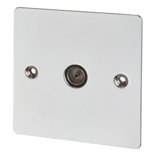 BG Flatplate Screwed 1 Gang Co-axial Socket - Polished Chrome 716430