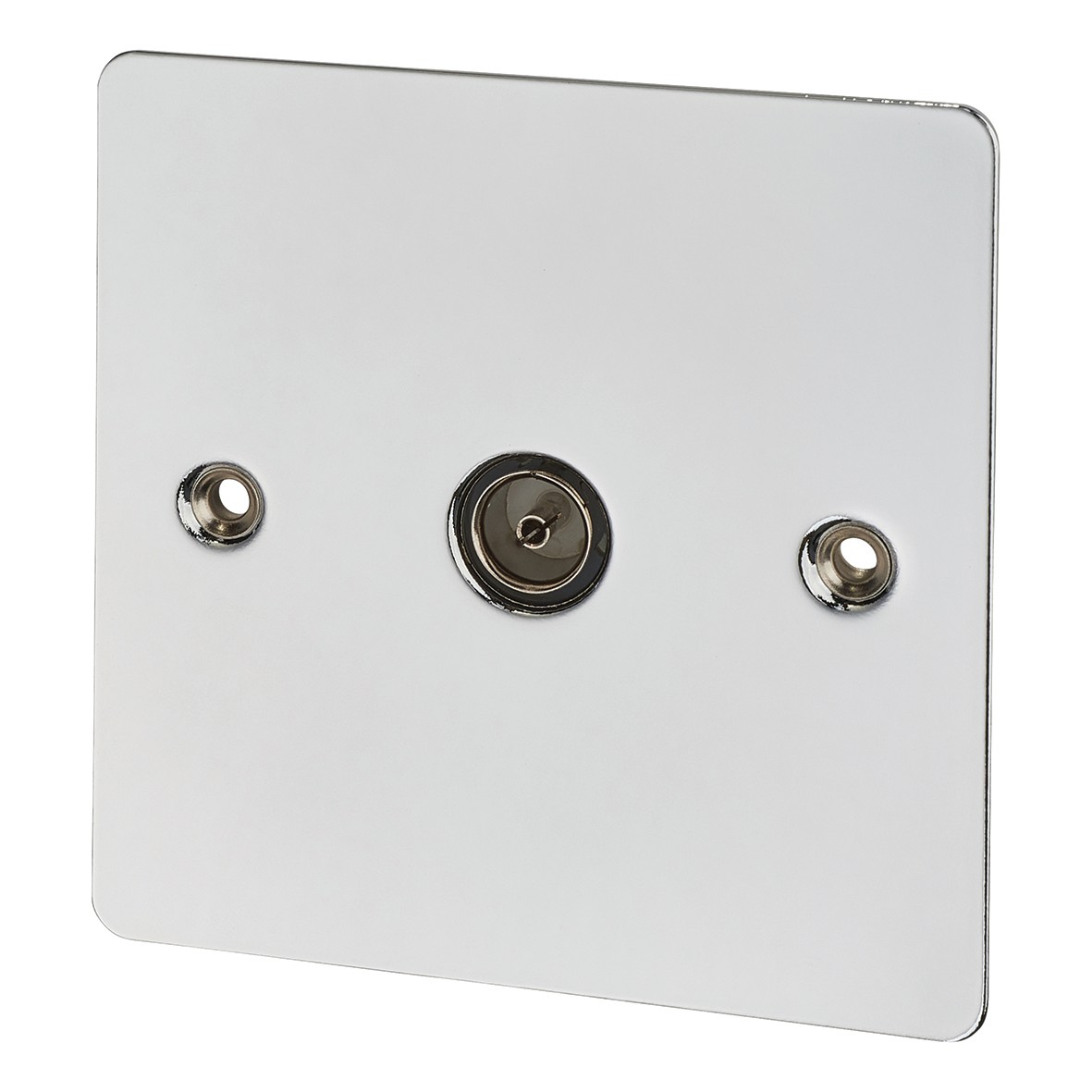 BG Flatplate Screwed 1 Gang Co-axial Socket - Polished Chrome 716430