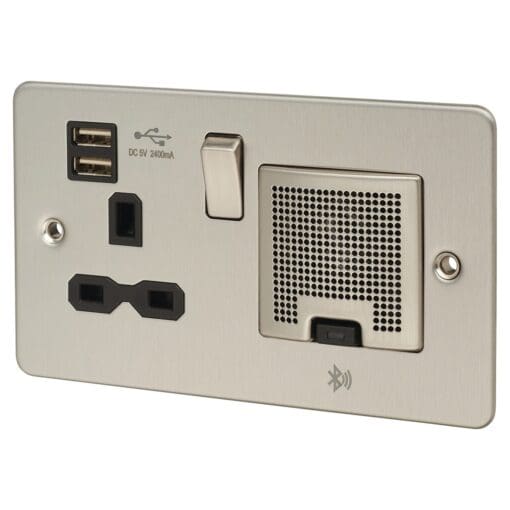 Knightsbridge 13A 1 Gang Switched Socket with Dual USB & Speaker - Brus 717146