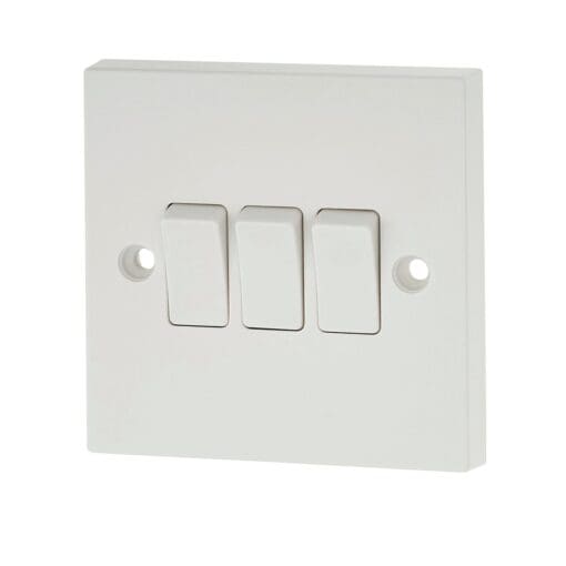 5x BG 10A 3 Gang 2 Way Plate Switch - White 718196