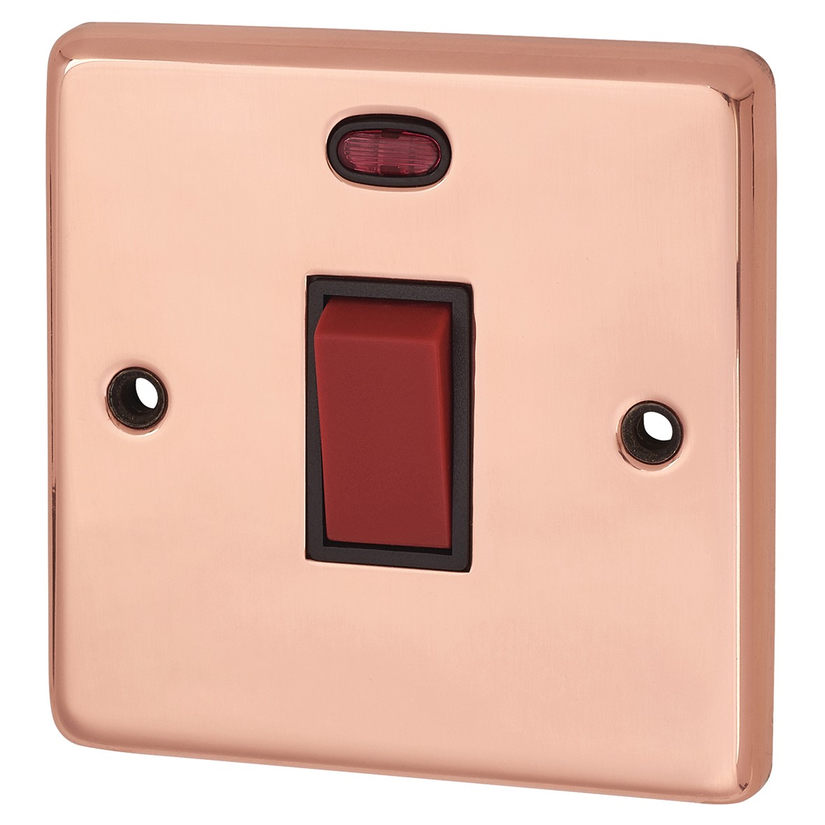 G&H Brassware 45A Double Pole Switch with Neon - Bright Copper 722212