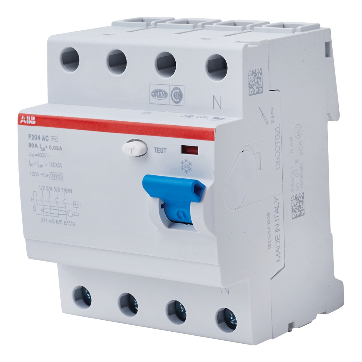 ABB 80A 30mA 4 Pole RCD 727748