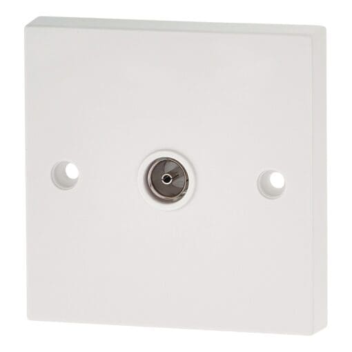 1 Gang Isolated Co-Axial Socket - White - Square Edge 731611