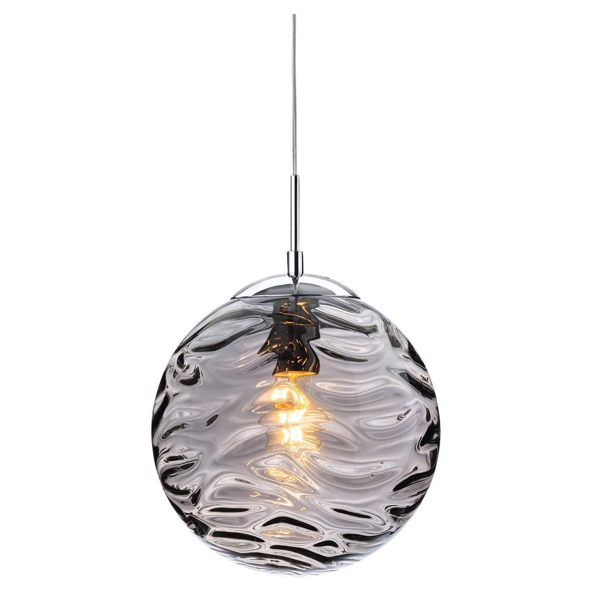 Altro Mercury Ceiling Light Pendant with Smoked Glass Shade - Chrome 735395