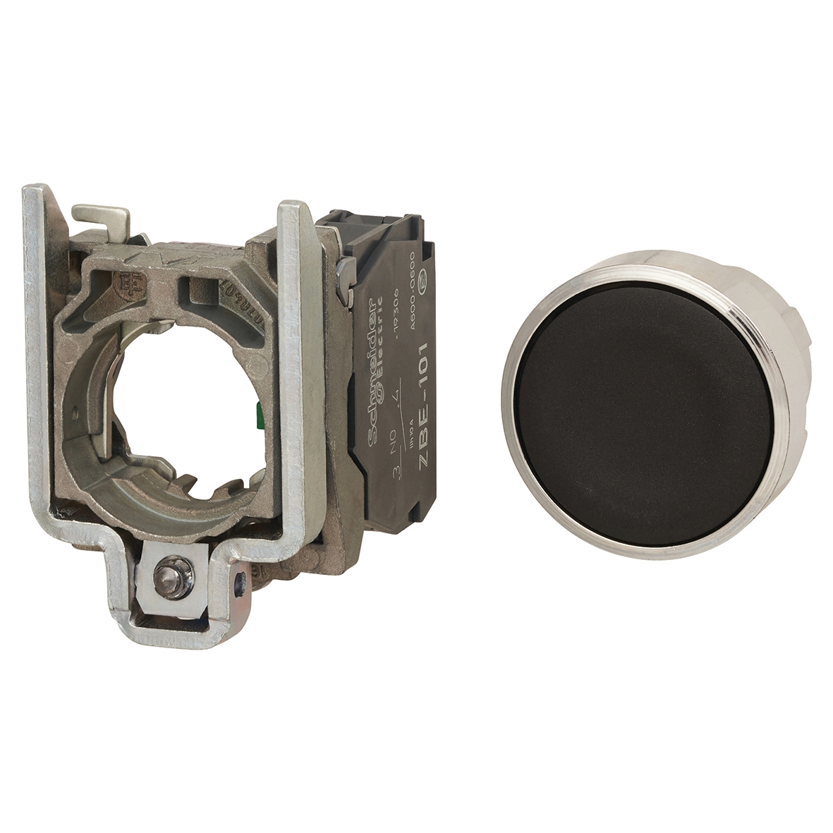 Schneider XB4 Series Flush Push Button 1NO - Black 735550