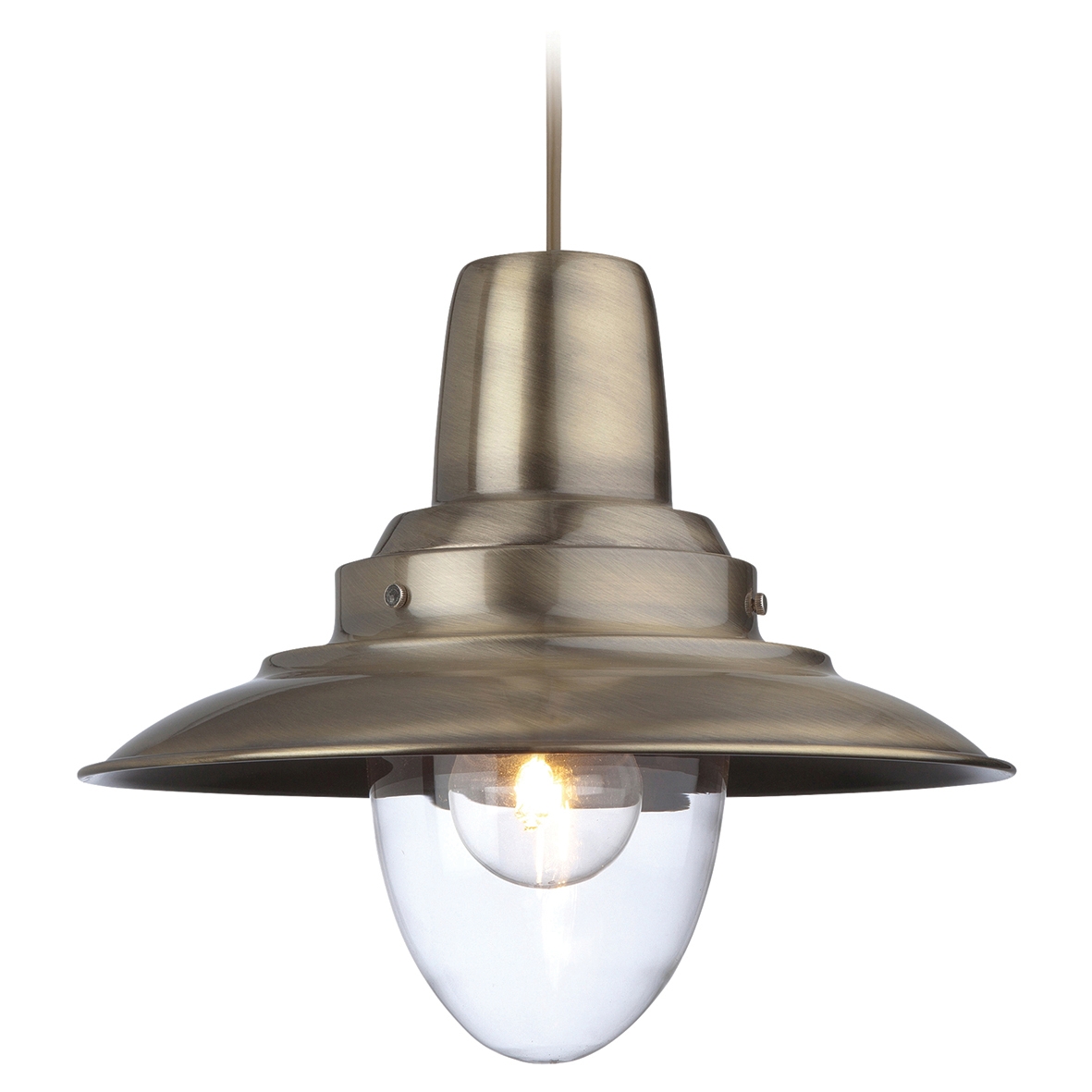Altro Fisherman Clear Glass Ceiling Light Pendant - Antique Brass 737103