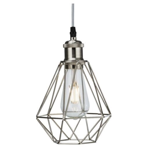 Knightsbridge Geometric Wire Ceiling Lamp Shade - Brushed Chrome 737857