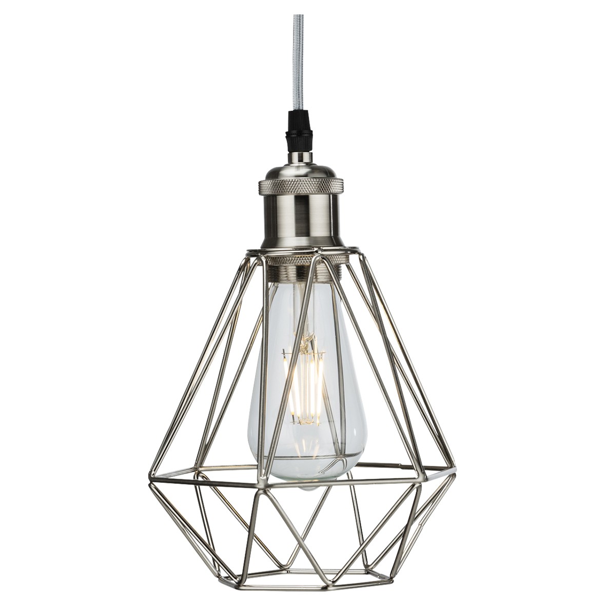 Knightsbridge Geometric Wire Ceiling Lamp Shade - Brushed Chrome 737857