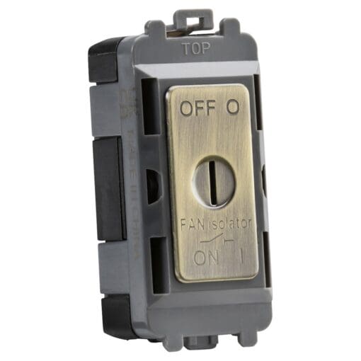 Knightsbridge 10A Triple Pole Fan Isolator Key Grid Switch - Antique Br 738615