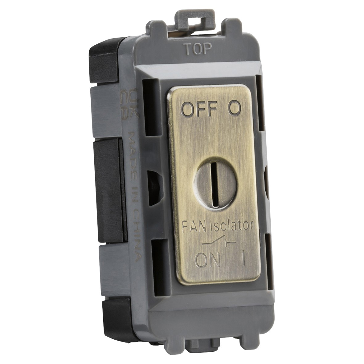 Knightsbridge 10A Triple Pole Fan Isolator Key Grid Switch - Antique Br 738615