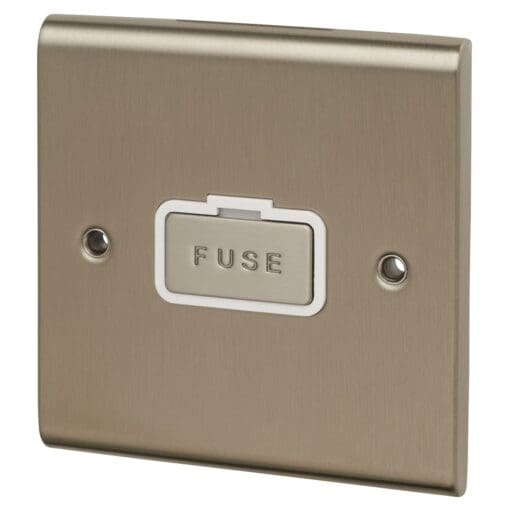 Deta Slimline 13A 1 Gang Unswitched Fuse Spur Unit - Stainless Steel/Wh 741293