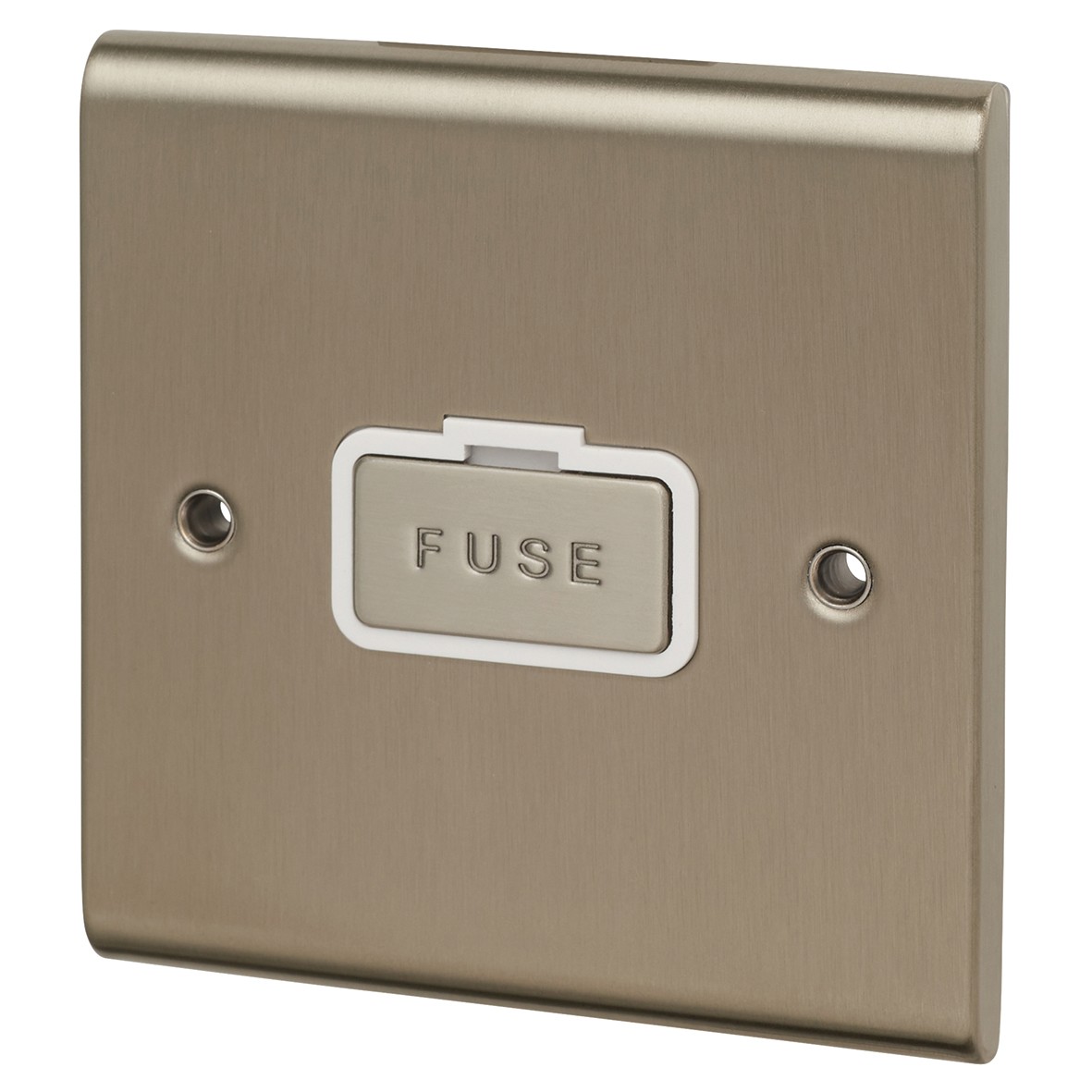 Deta Slimline 13A 1 Gang Unswitched Fuse Spur Unit - Stainless Steel/Wh 741293