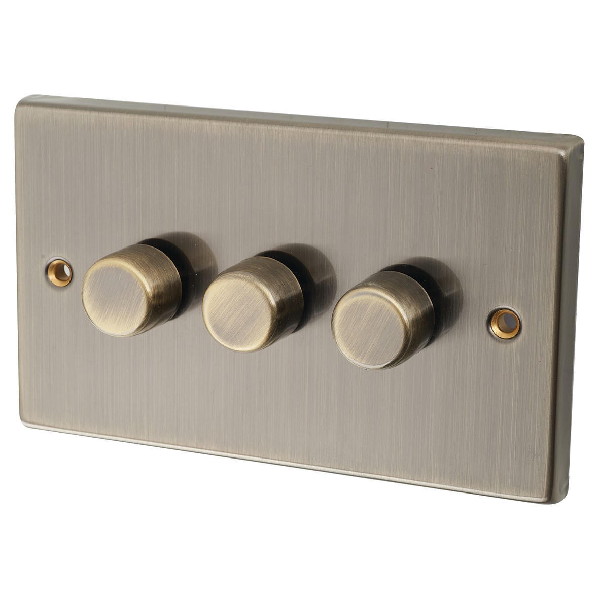 Knightsbridge 3 Gang 2 Way 5-150W Trailing Edge LED Dimmer - Antique Br 742793