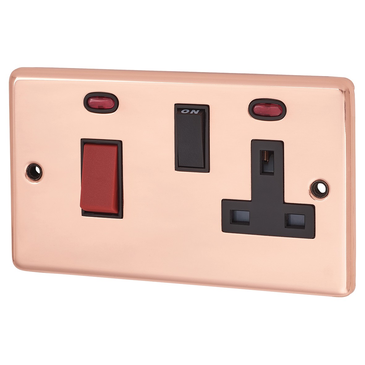G&H Brassware 13A Cooker Switch with Socket - Bright Copper 744250