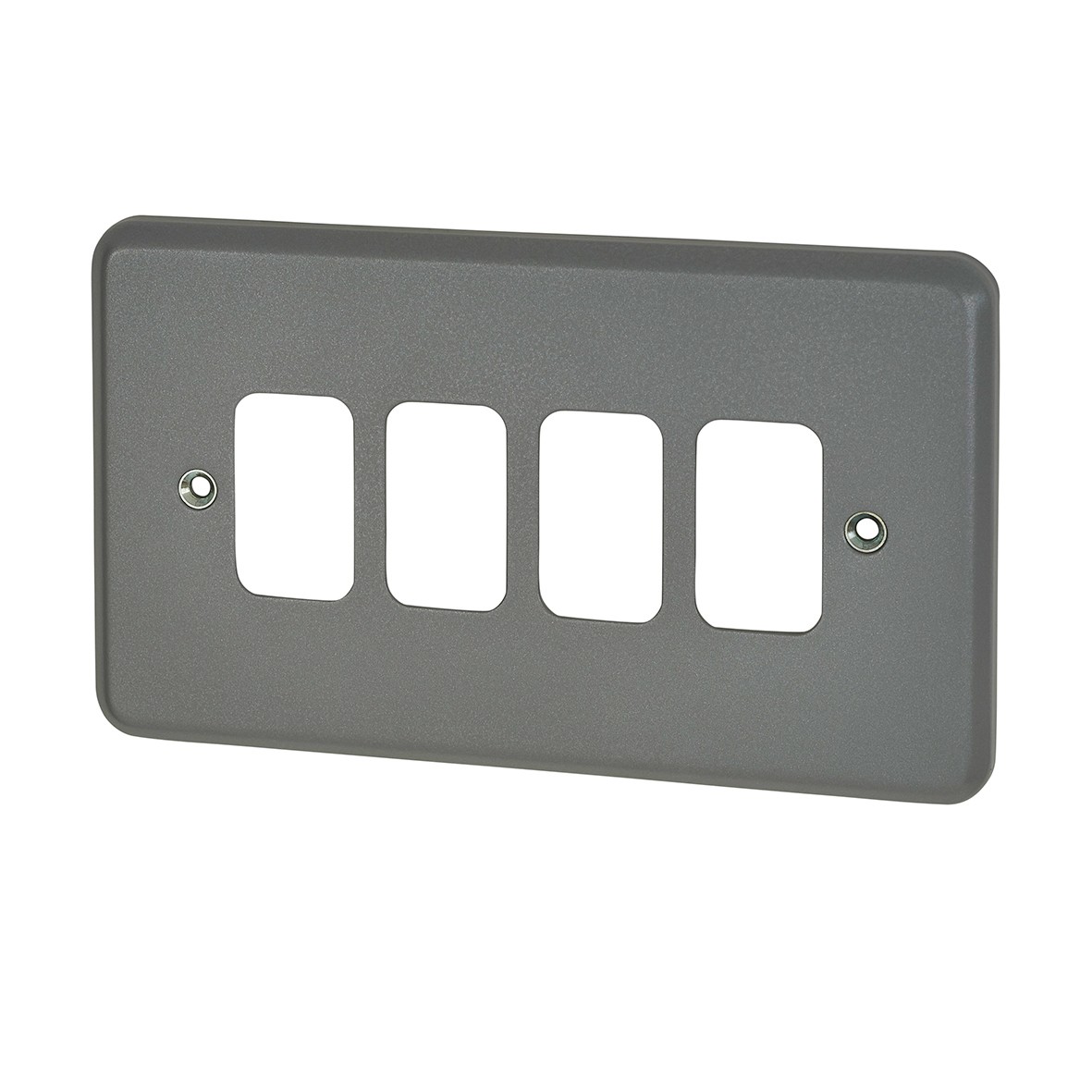 MK 4 Gang Metalclad Grid Front Plate - Grey 745823