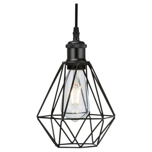 Knightsbridge Geometric Wire Ceiling Lamp Shade - Matt Black 749322