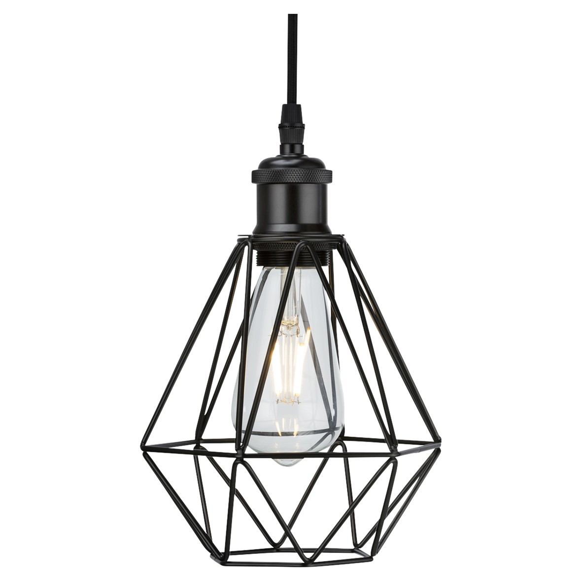 Knightsbridge Geometric Wire Ceiling Lamp Shade - Matt Black 749322