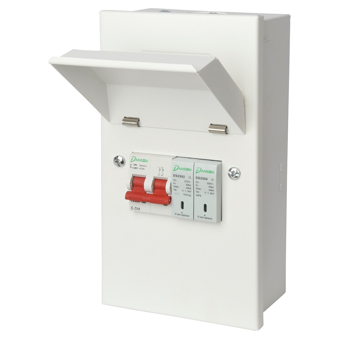 Danson 100A Main Switch 4 modules Metal Consumer Unit with SPD - Type 2 750647