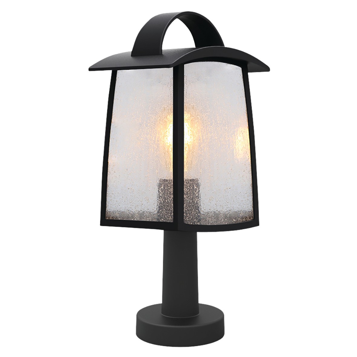 Lutec Kelsey Outdoor Pedestal Pillar Light with Water Glass - IP44 - Bl 752116