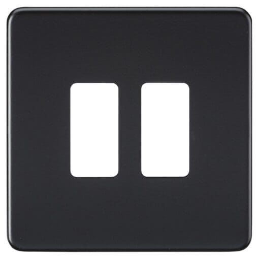 Knightsbridge 2 Module Screwless Grid Switch Faceplate - Matt Black 753513