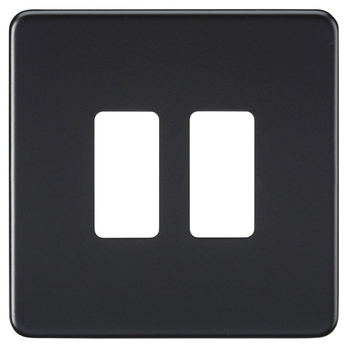 Knightsbridge 2 Module Screwless Grid Switch Faceplate - Matt Black 753513