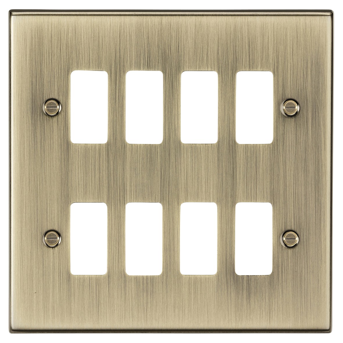 Knightsbridge 8 Module Grid Switch Faceplate - Antique Brass 757999