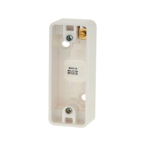 MK 1 Gang Moulded Architrave Box with Earth Terminal - 16mm - White 760258