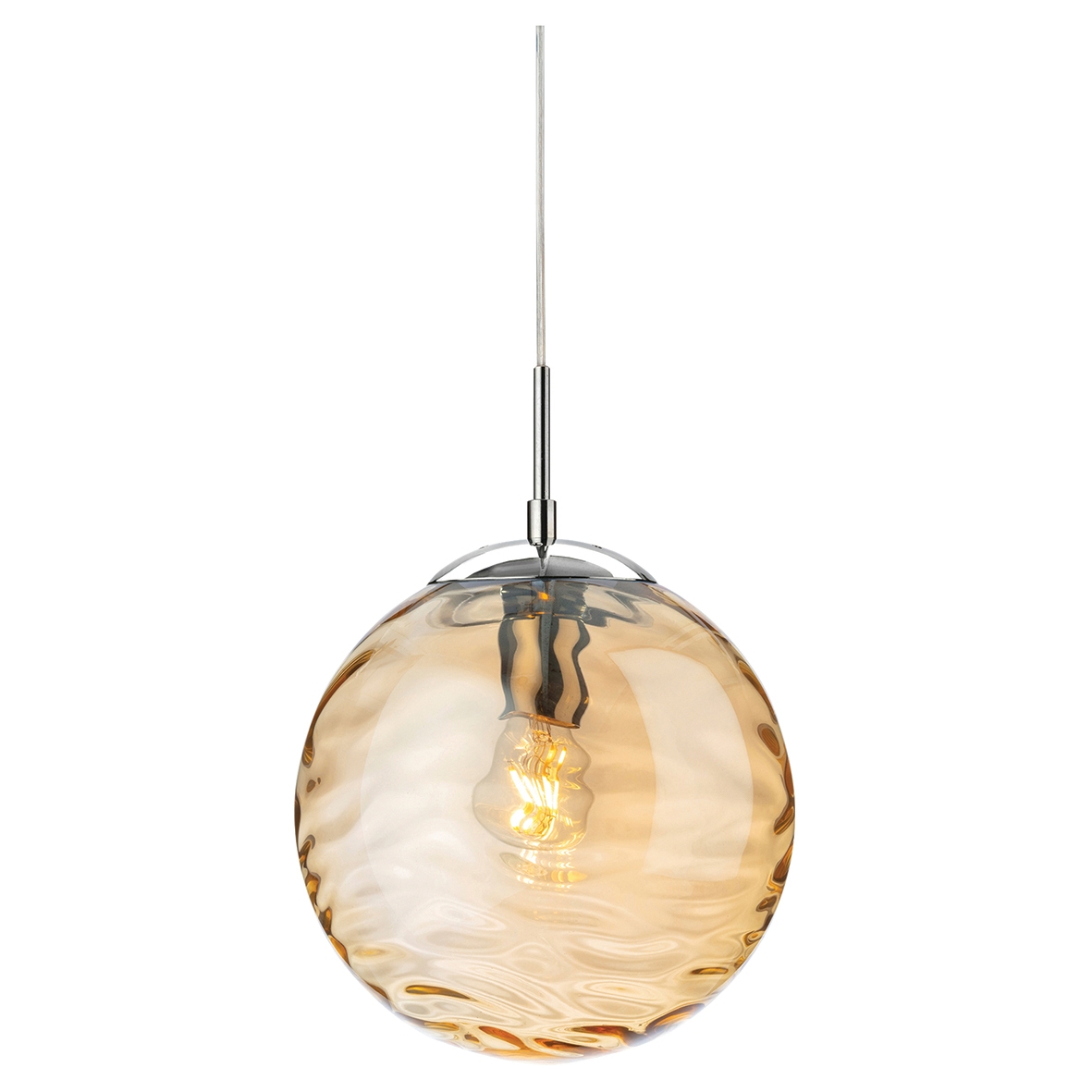 Altro Mercury Ceiling Light Pendant with Amber Glass Shade - Chrome 762376