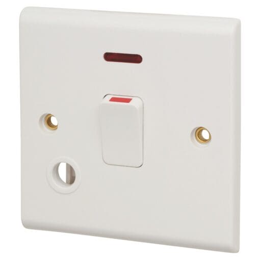 5x Deta 20A 1 Gang Double Pole Switch Flex Outlet with Neon - White 764670