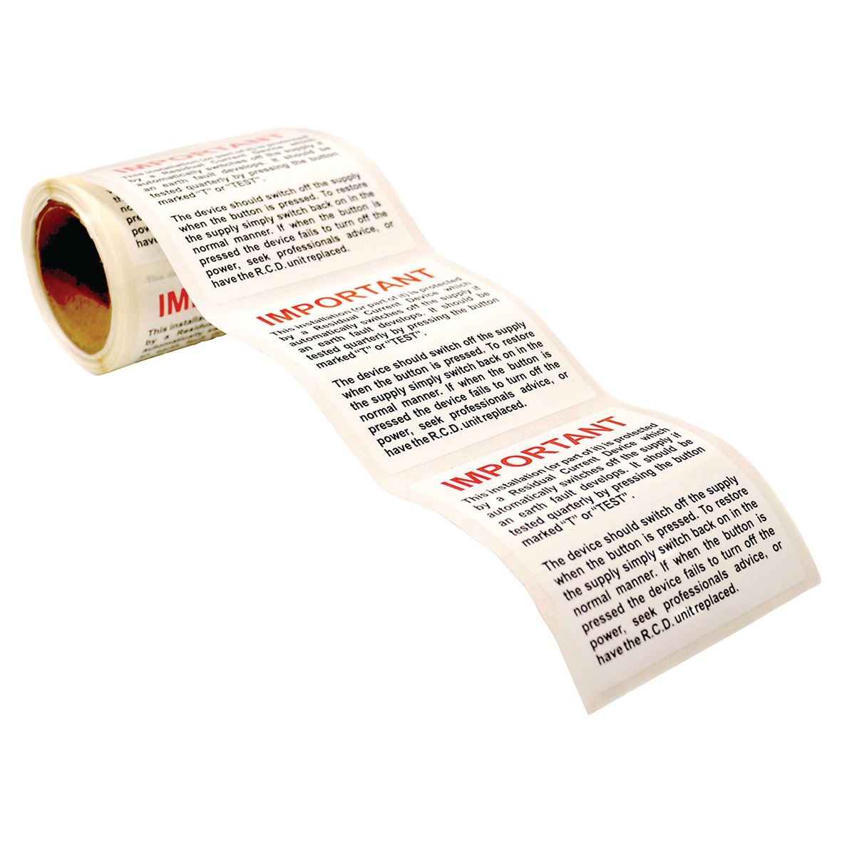 Spectrum Important RCD Test Label - 75 x 75mm - 100 Roll 768135