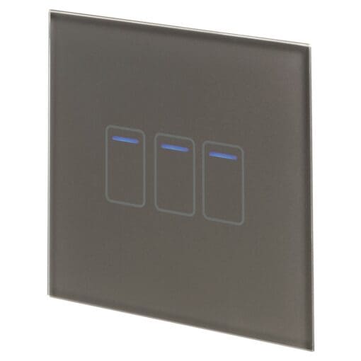 Retrotouch Crystal+ 3 Gang Wi-Fi Smart Touch Light Switch - Grey 771356