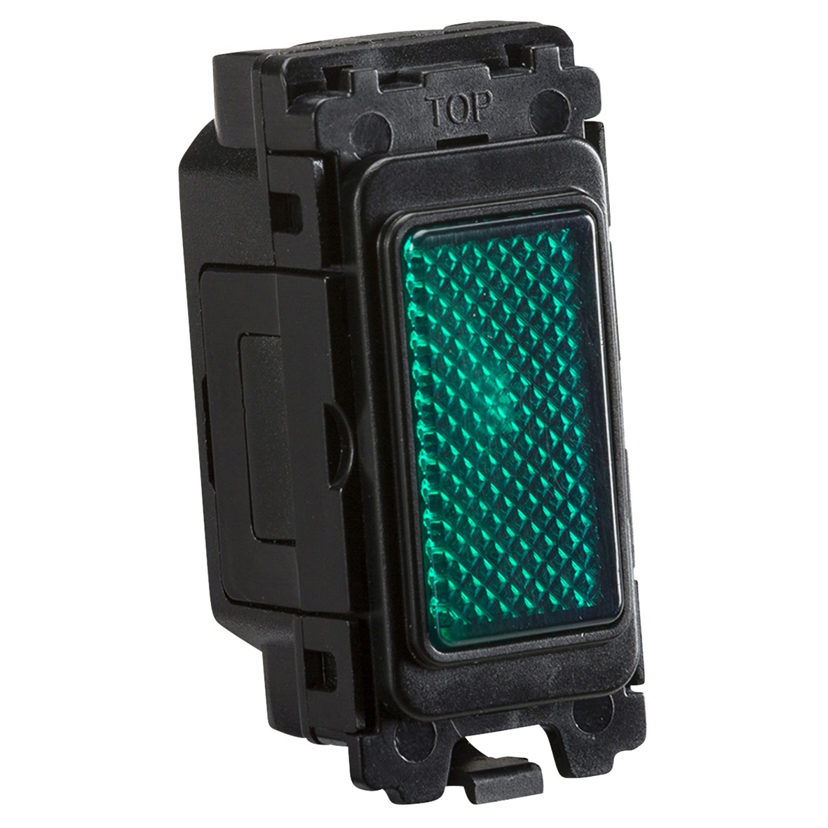 Knightsbridge 230V Green Indicator Curved Edge Grid Switch - Black 774812