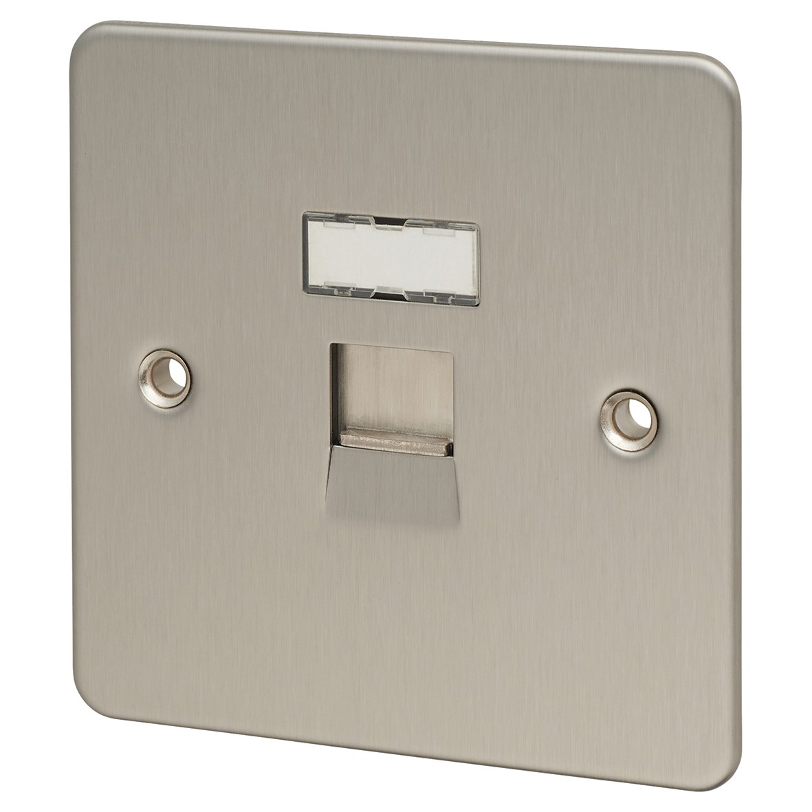 Knightsbridge Flatplate RJ45 Network Outlet - Brushed Chrome 782850