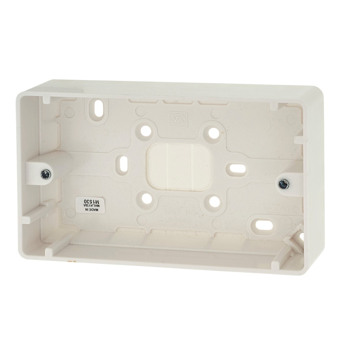 MK 2 Gang Moulded Surface Pattress Box - 30mm - White 782961
