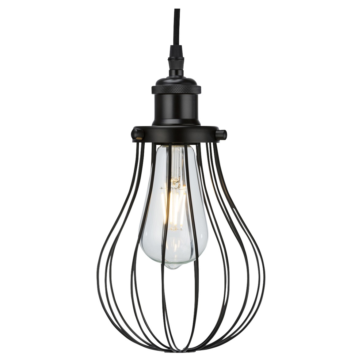 Knightsbridge Round Wire Ceiling Lamp Shade - Matt Black 784785