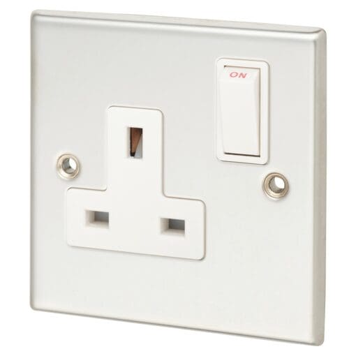 Contactum 13A 1 Gang Double Pole Switched Socket - Polished Steel with 808023
