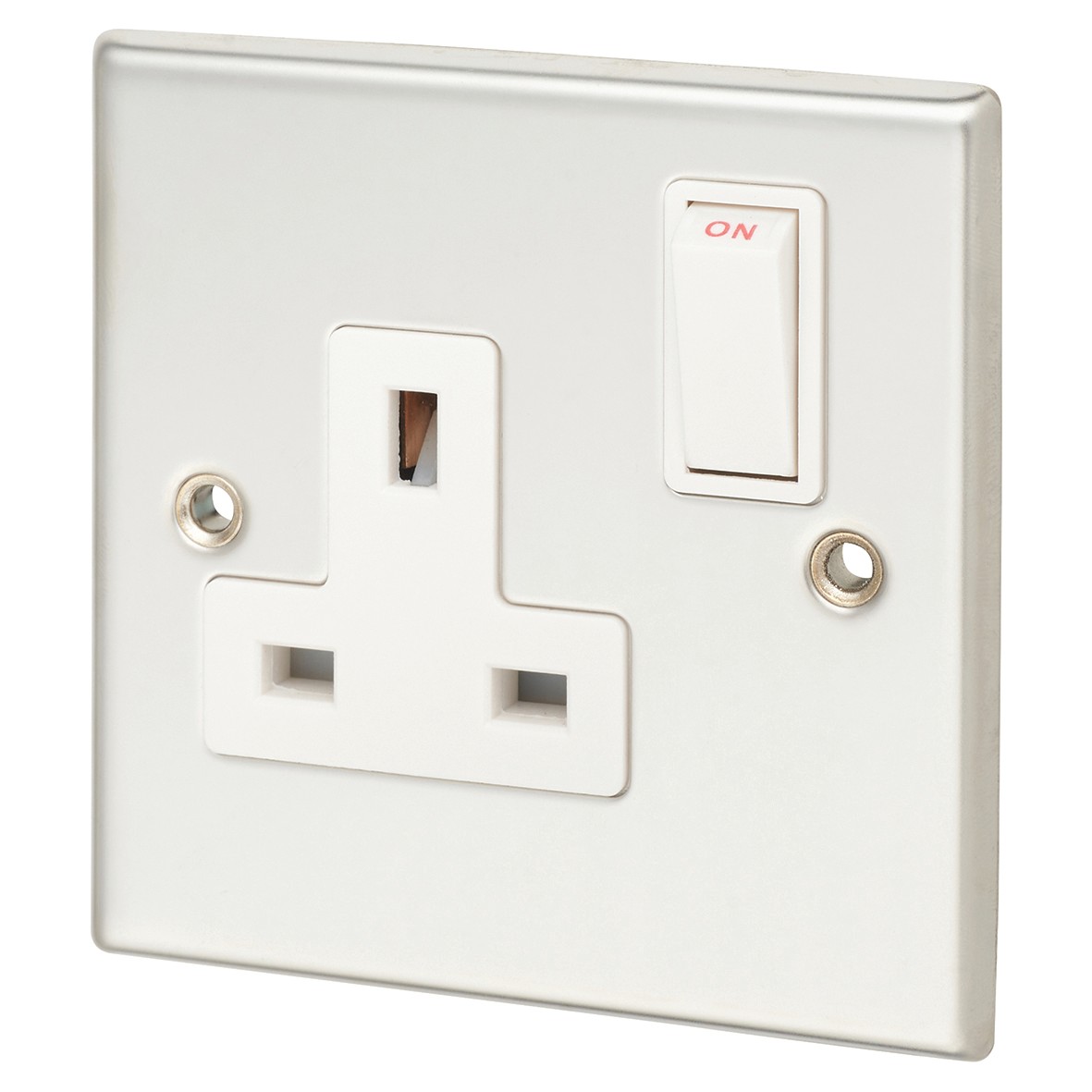 Contactum 13A 1 Gang Double Pole Switched Socket - Polished Steel with 808023
