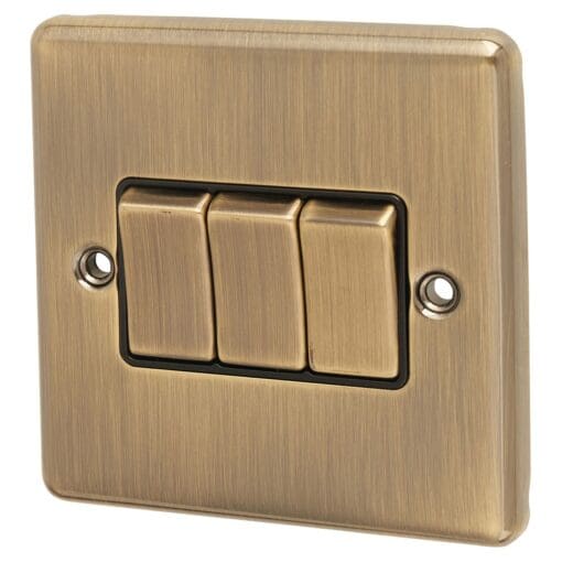 Eurolite Enhance Decorative 10A 3 Gang 2 Way Light Switch - Antique Bra 812643