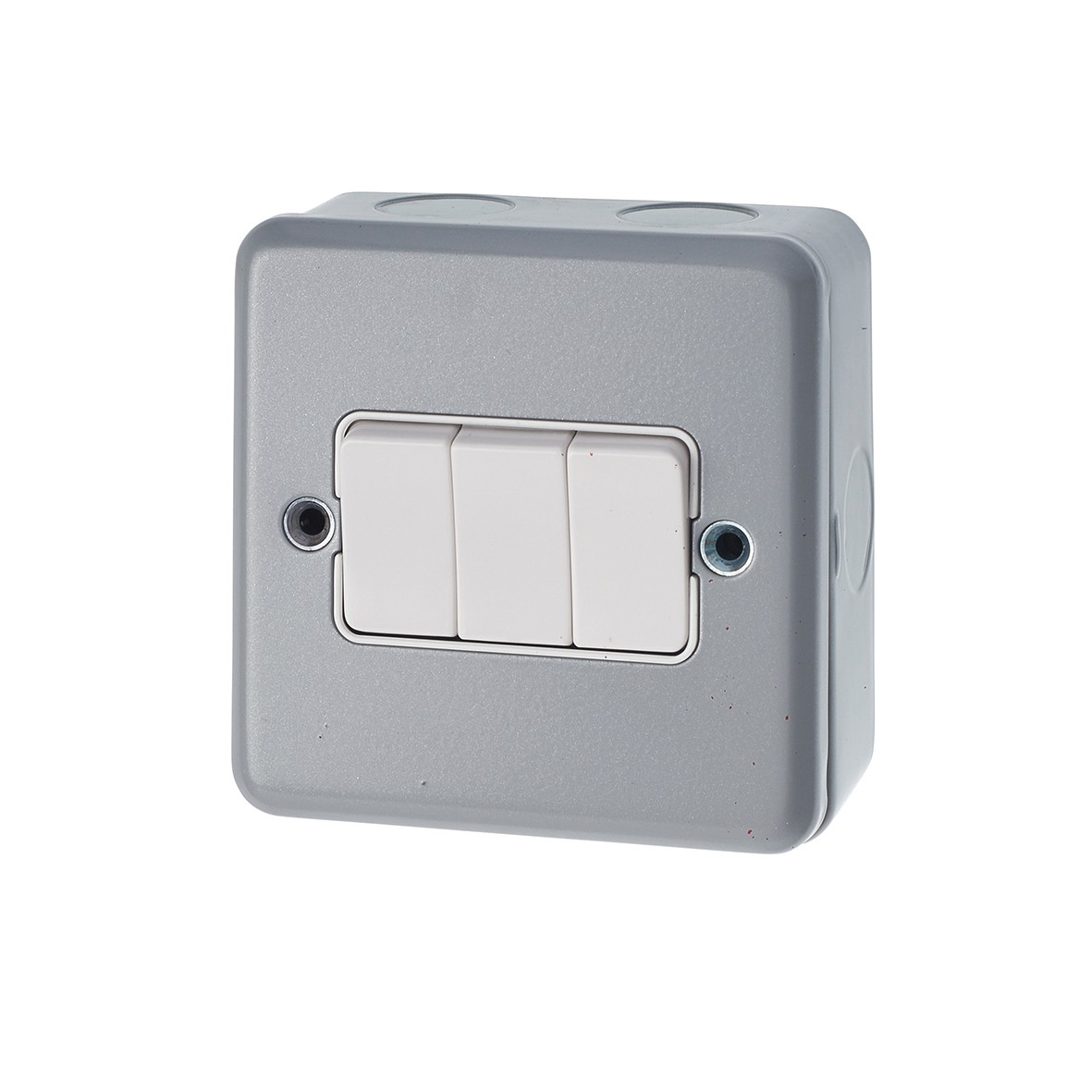 MK 10A 3 Gang Single Pole 2 Way Metalclad Switch - Grey 817712