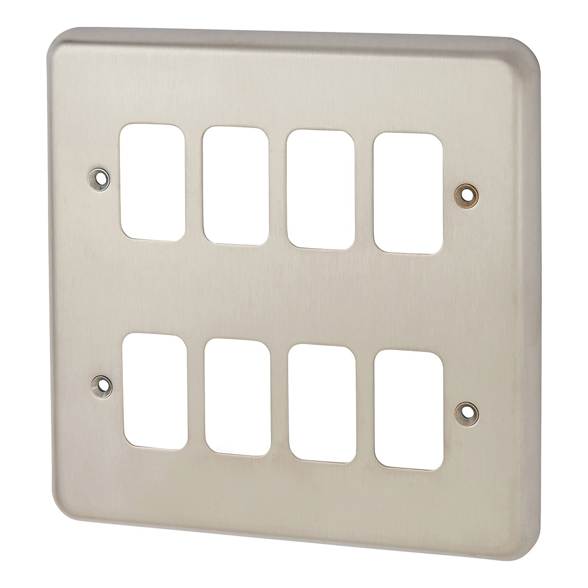 MK 8 Module Grid Front Plate - Brushed Stainless Steel 825738