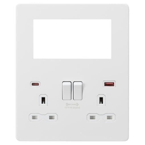 Knightsbridge 4 Module Small Multimedia Faceplate & 13A 2G Type A/C 833792