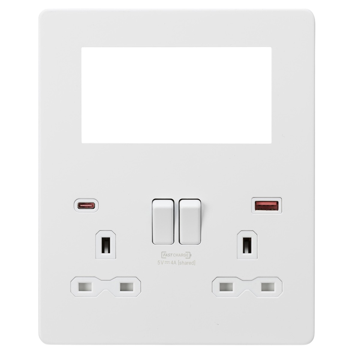 Knightsbridge 4 Module Small Multimedia Faceplate & 13A 2G Type A/C 833792