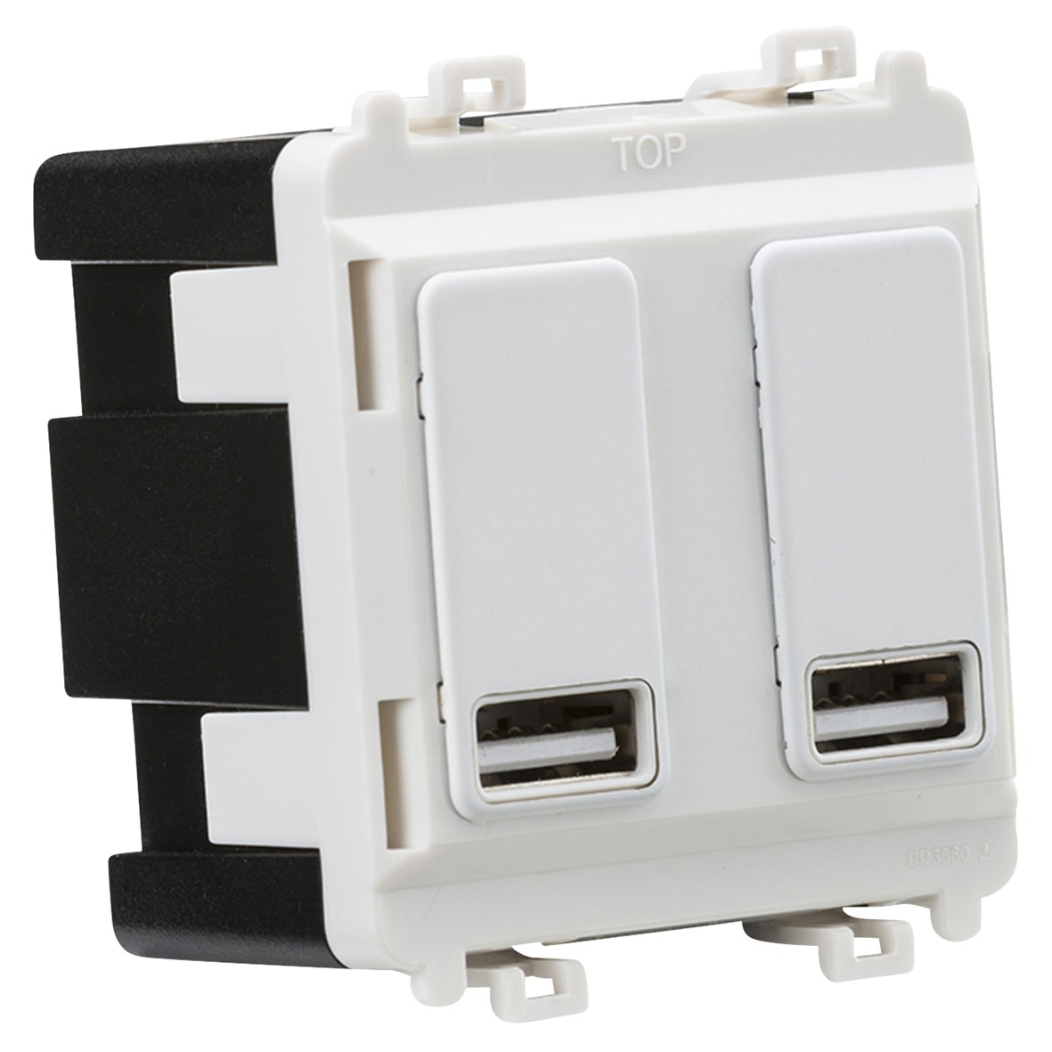 Knightsbridge Dual Module USB Grid Switch - 2.4A - Matt White 833994