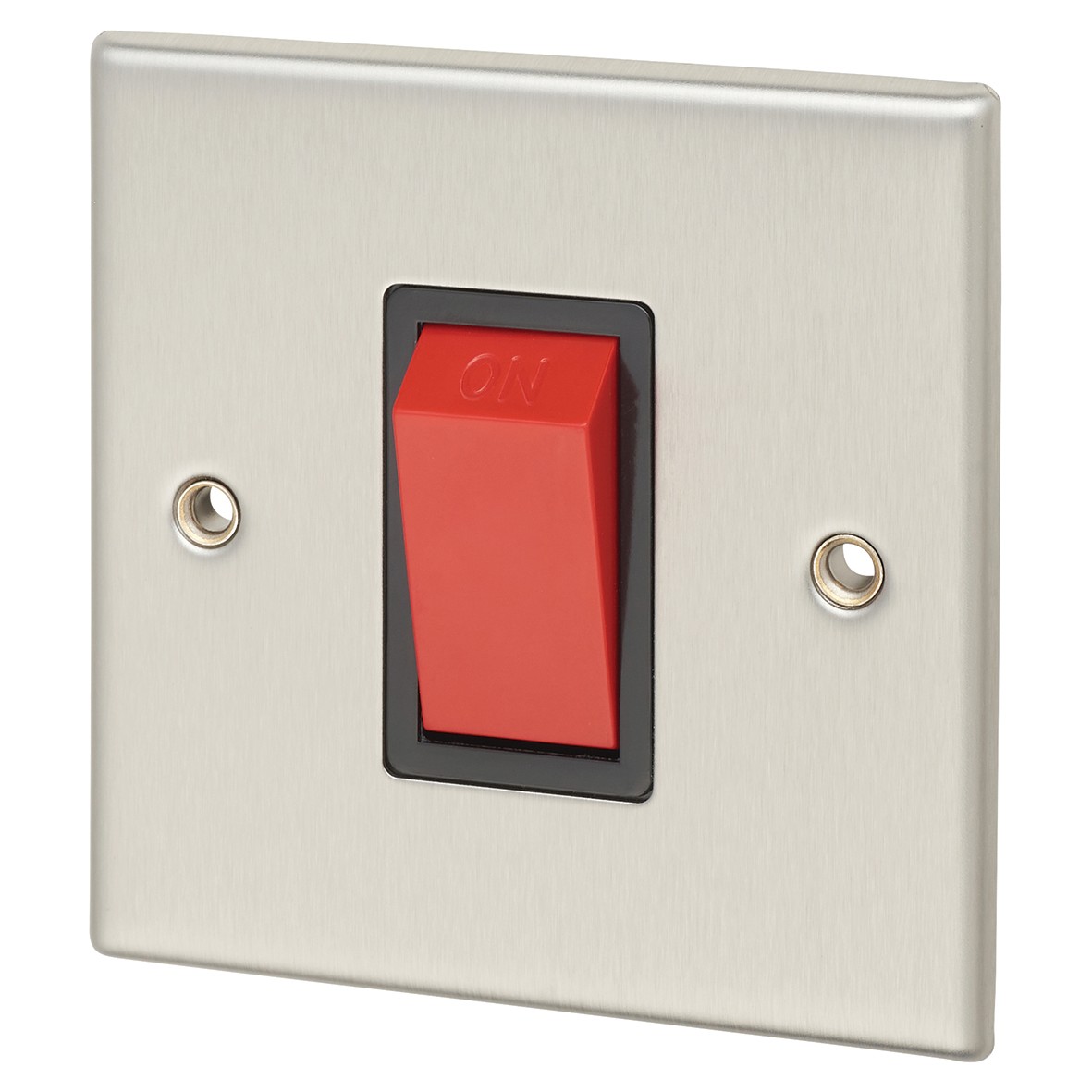 Contactum 45A 1 Gang Double Pole Control Switch with Red Rocker - Brush 834834